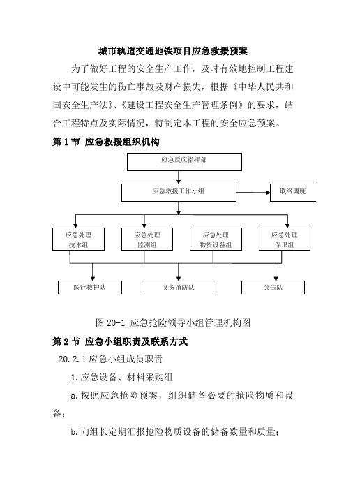 城市轨道交通地铁项目应急救援预案