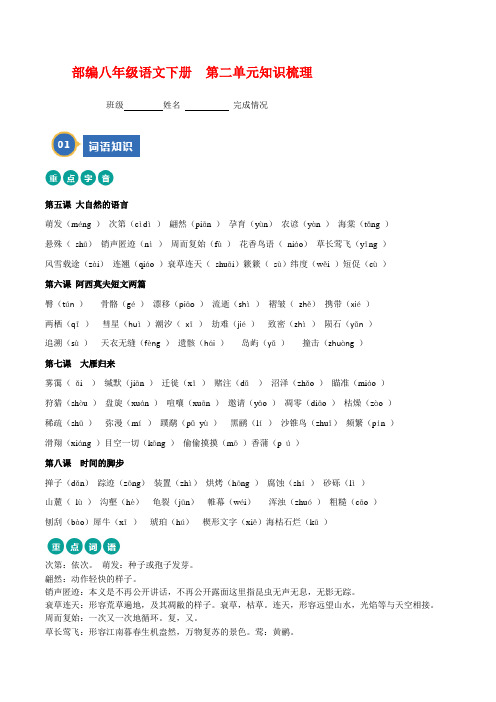部编八年级语文下册 第二单元知识梳理