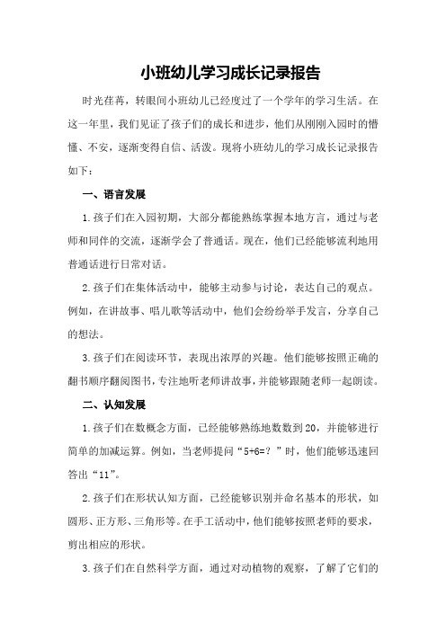 小班幼儿学习成长记录报告