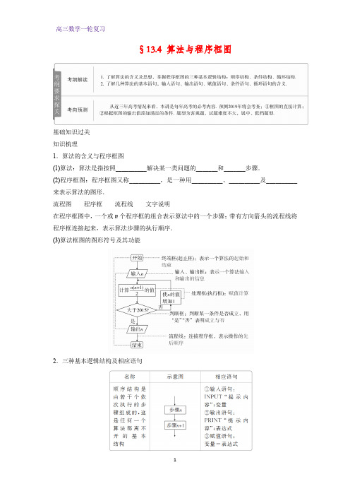 高三数学一轮复习精品学案2：§13.4 算法与程序框图