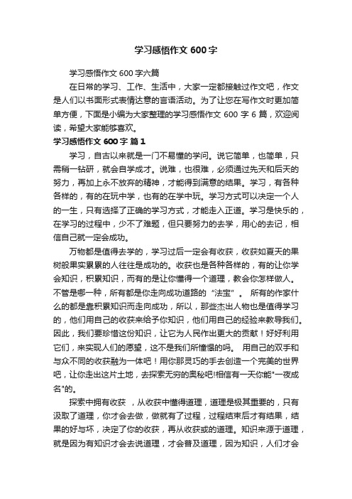 学习感悟作文600字六篇