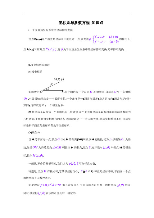 选修4-4坐标系与参数方程知识点总结及同步练习(附答案) - 副本