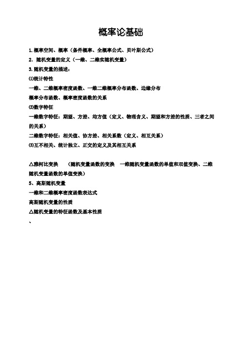 《随机信号分析基础》总复习题纲