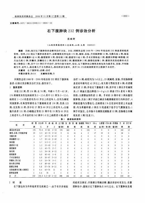 右下腹肿块232例诊治分析