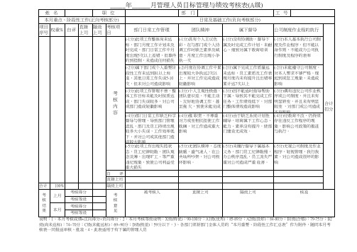 管理人员目标管理与绩效考核表