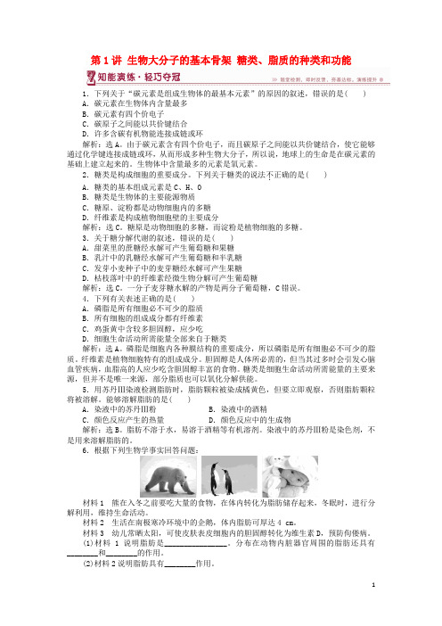 2019学年高中生物 第二章 细胞的化学组成 第二节 细胞中的生物大分子 第1讲 生物大分子的基本骨架