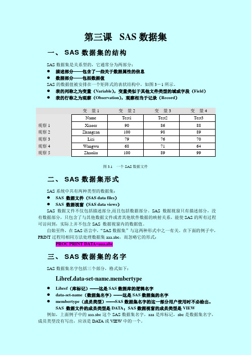 SAS系统和数据分析SAS数据集