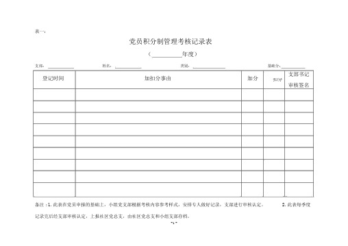 党员积分制考核表格