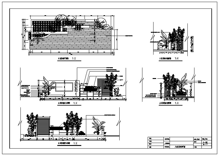 【CAD图纸】游园景观设计施工图A-08景墙详图(精美图例)