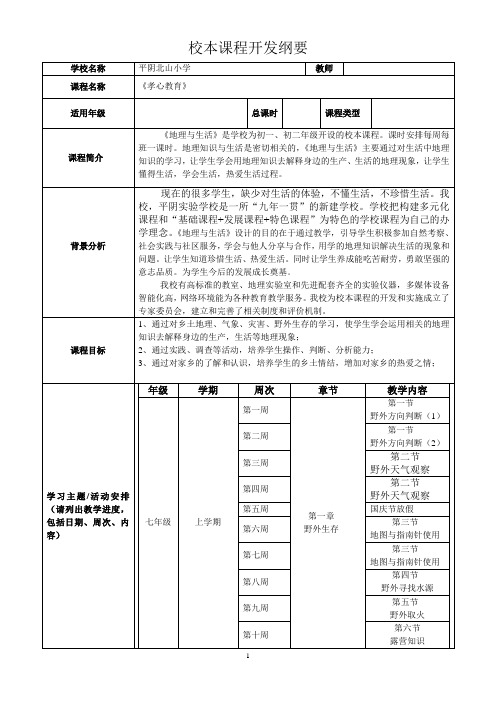 北山小学校本课程开发纲要(样本)