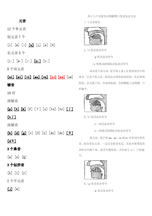 英语国际音标口型说明图_打印