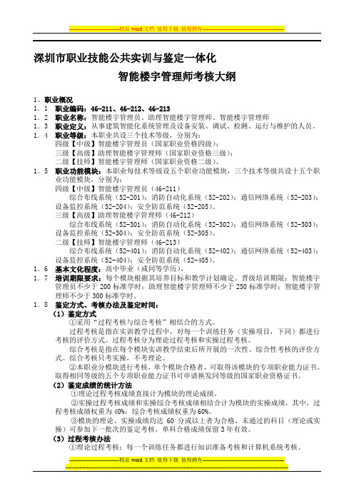 智能楼宇管理师考核大纲