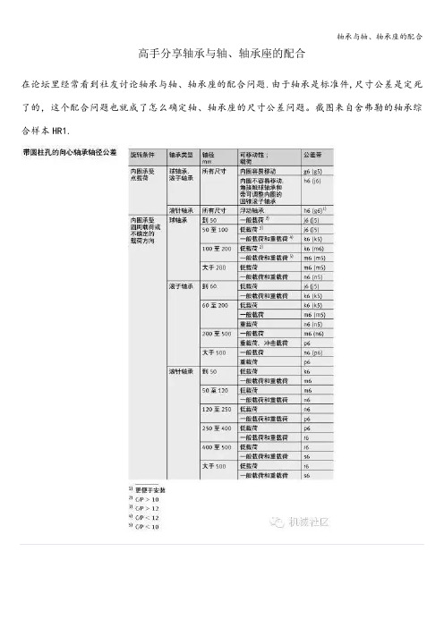 轴承与轴、轴承座的配合