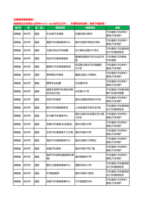 2020新版湖南省永州市道县汽车装饰工商企业公司商家名录名单黄页联系方式大全47家