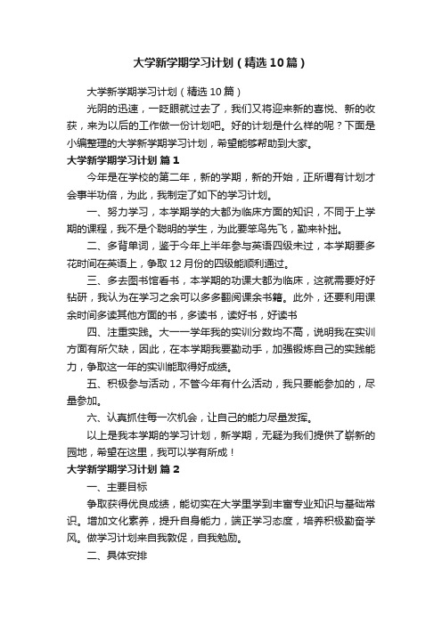 大学新学期学习计划（精选10篇）