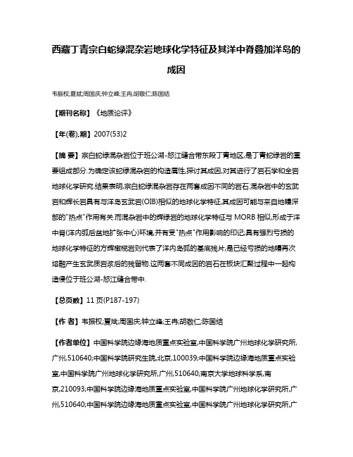 西藏丁青宗白蛇绿混杂岩地球化学特征及其洋中脊叠加洋岛的成因