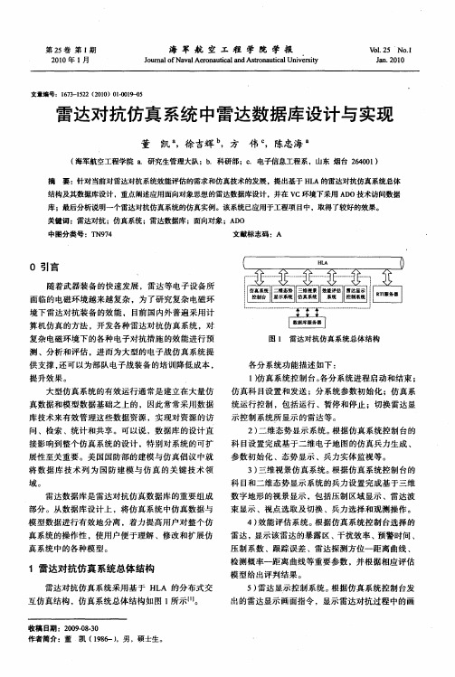 雷达对抗仿真系统中雷达数据库设计与实现