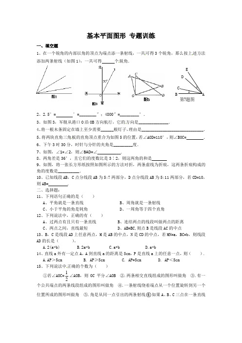 北师大版七年级上册数学 基本平面图形 专题训练