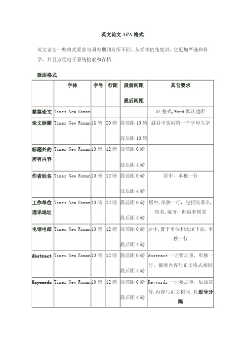 中英文论文对照格式