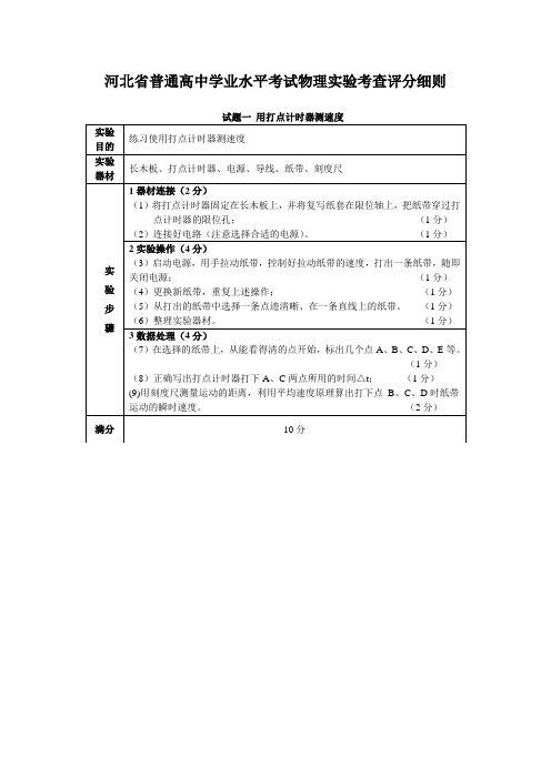 试题一物理实验时器测速度