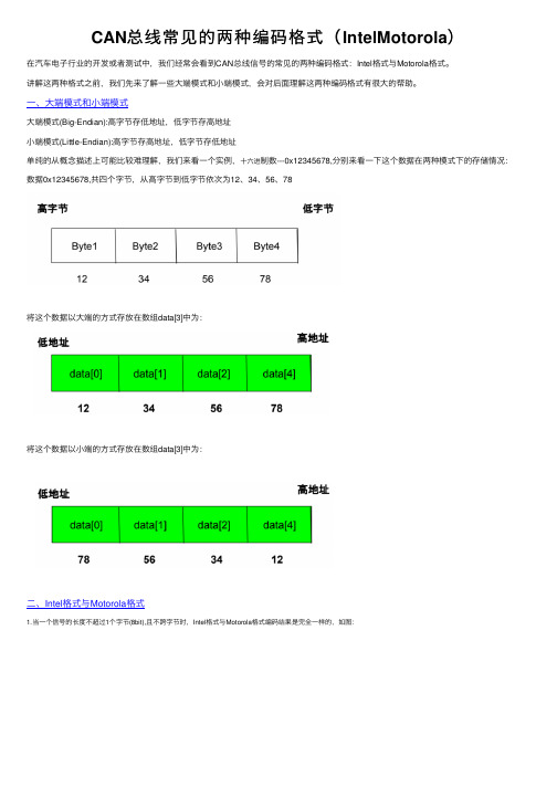 CAN总线常见的两种编码格式（IntelMotorola）