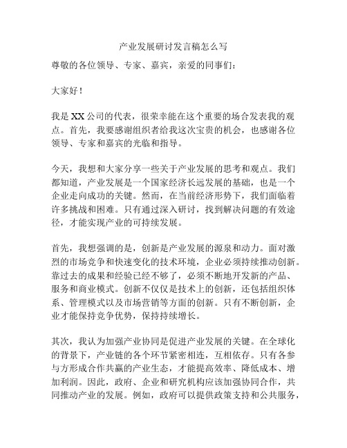 产业发展研讨发言稿怎么写