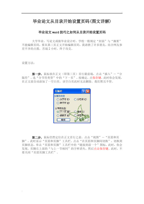 毕业论文从目录开始设置页码(图文详解)