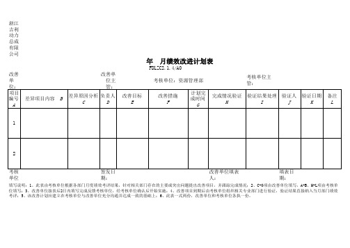 吉利动力总成FDLZC2.1.4绩效改进计划表