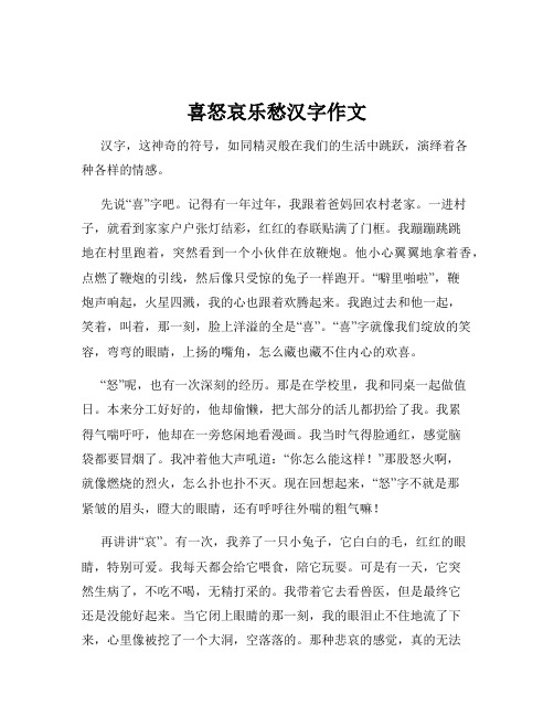 喜怒哀乐愁汉字作文