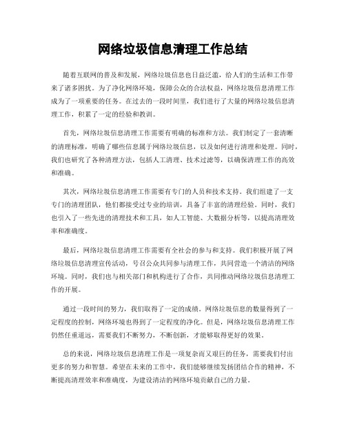 网络垃圾信息清理工作总结