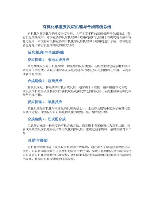 有机化学重要反应机理与合成路线总结