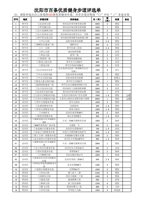 公园、步道评选单Microsoft Excel 工作表 (A4)