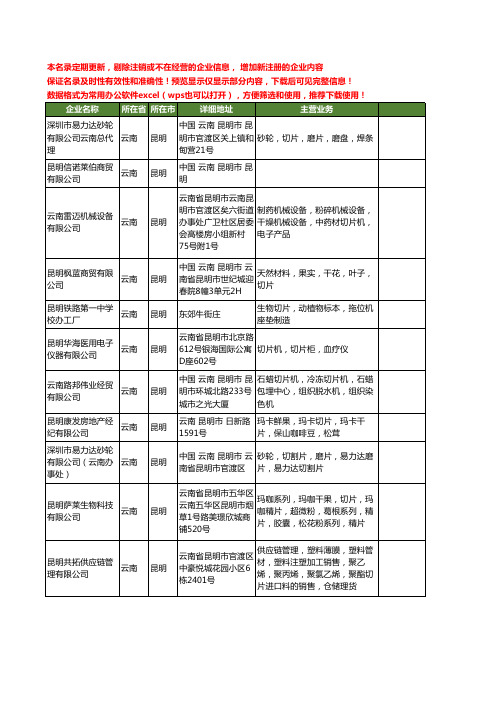 新版云南省昆明切片工商企业公司商家名录名单联系方式大全11家