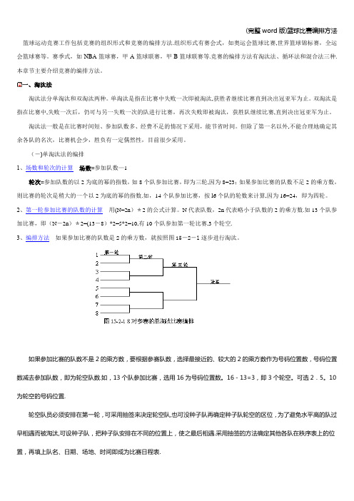 (完整word版)篮球比赛编排方法