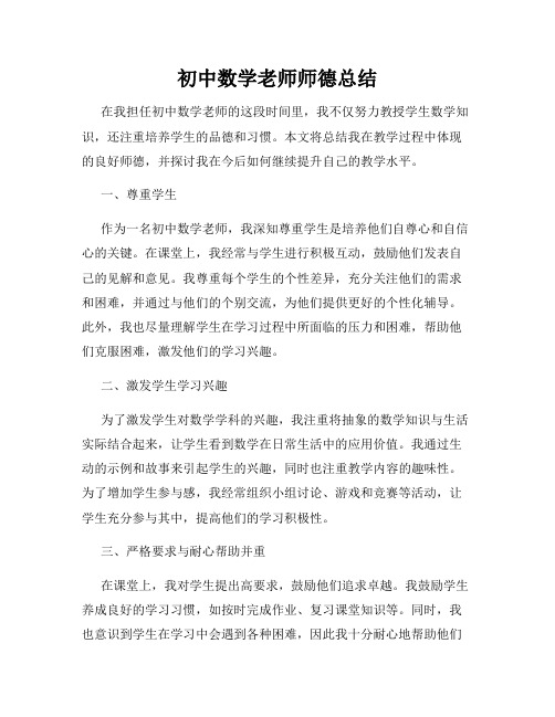 初中数学老师师德总结