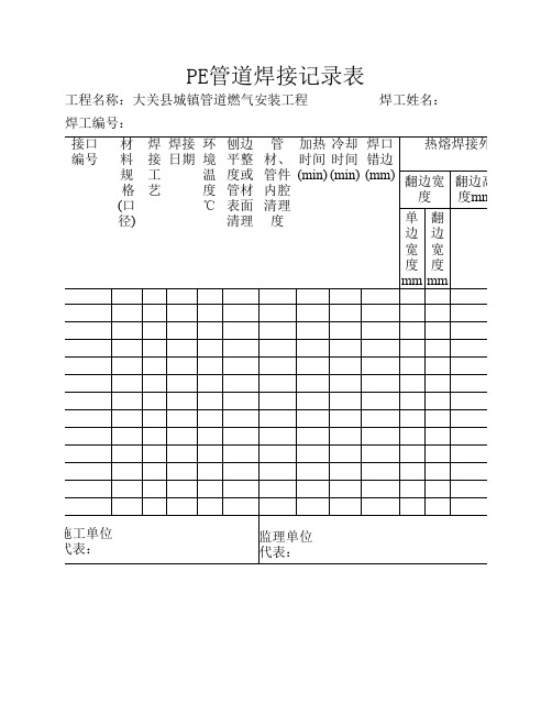 PE管热电熔焊接记录