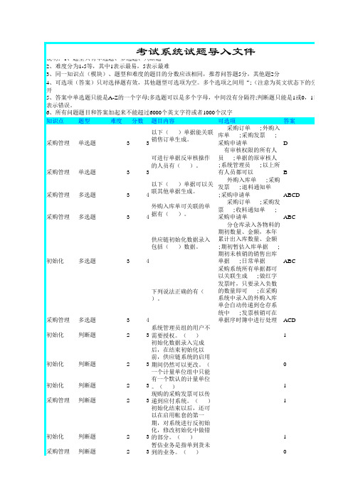 K3供应链V10.3考试题库