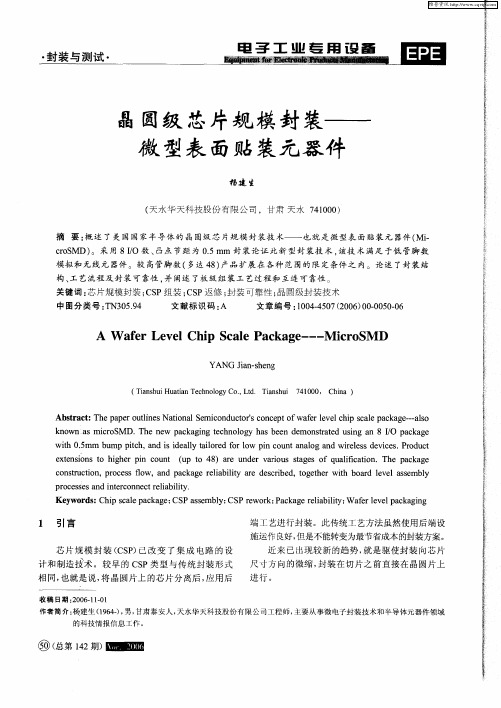 晶圆级芯片规模封装——微型表面贴装元器件