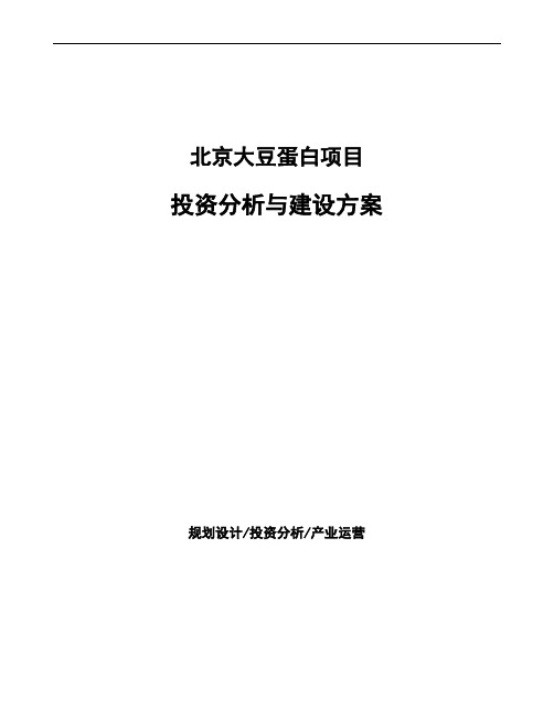 北京大豆蛋白项目投资分析与建设方案