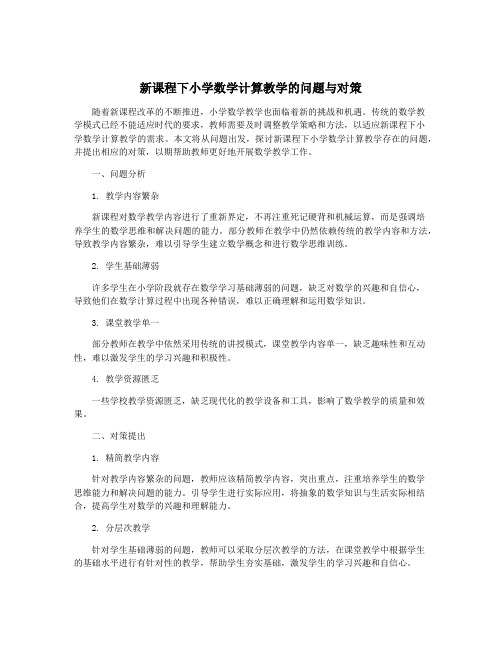 新课程下小学数学计算教学的问题与对策