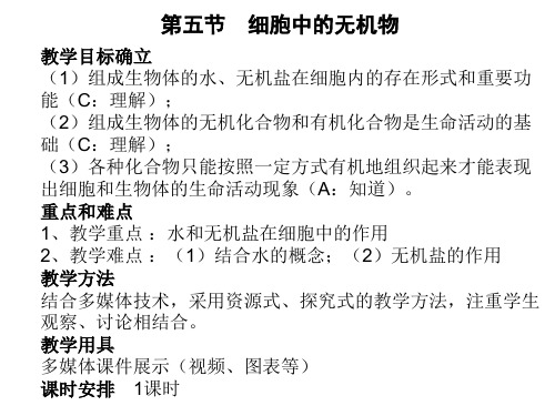 人教版高中生物必修一复习课件：细胞中的无机物优秀ppt课件