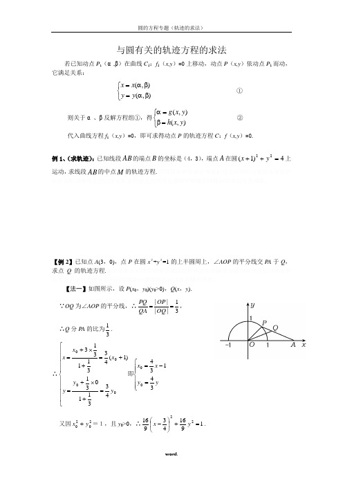 与圆有关的轨迹方程的求法[精选.]