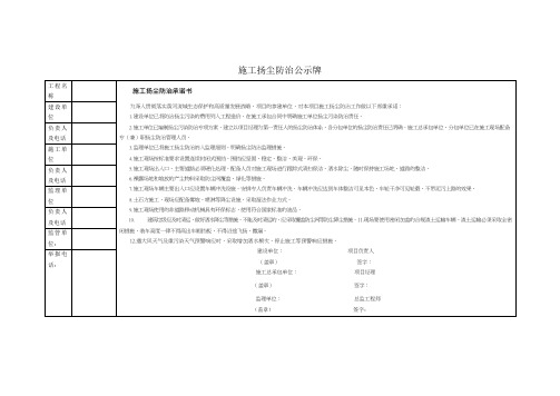 施工扬尘防治公示牌