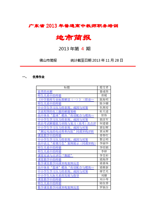 广东省2013年普通高中教师职务培训