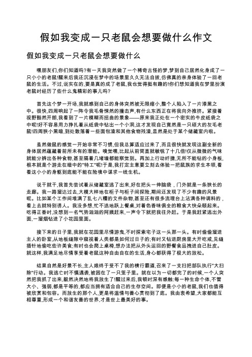 假如我变成一只老鼠会想要做什么作文