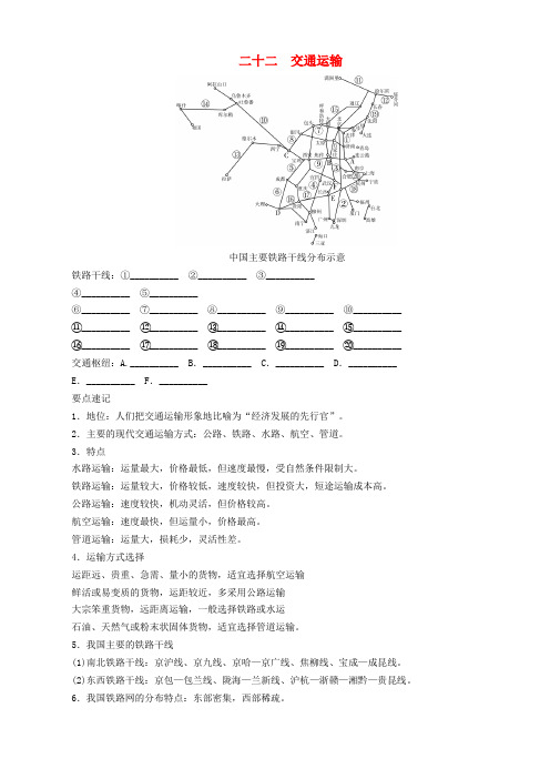 河南专版2019年中考地理总复习二十二交通运输填图速记手册2019010451