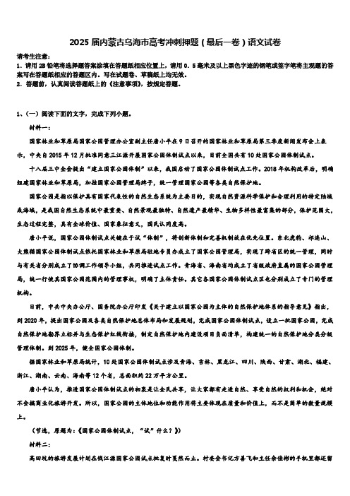 2025届内蒙古乌海市高考冲刺押题(最后一卷)语文试卷含解析