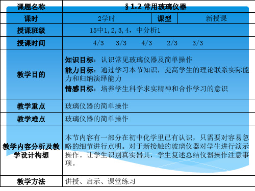 1.2 常用玻璃仪器及器具