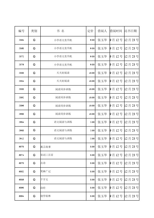 学校图书借阅登记表