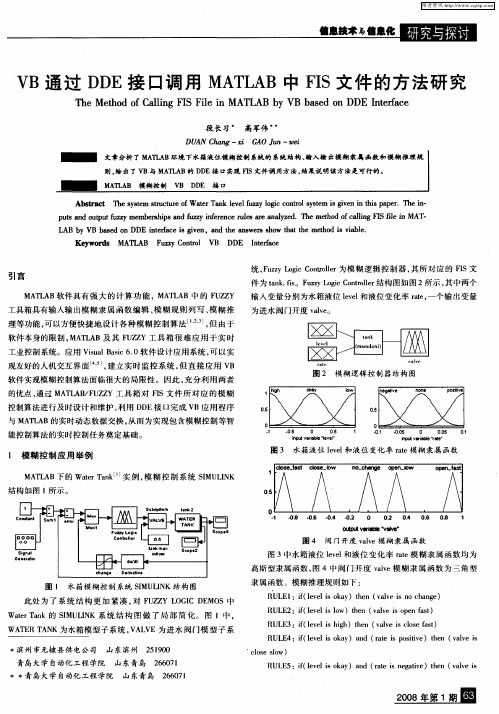 VB通过DDE接口调用MATLAB中FIS文件的方法研究